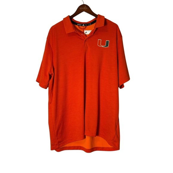 adidas Other - Adidas Men’s University of Miami Canes Orange Polo-Size XXL
